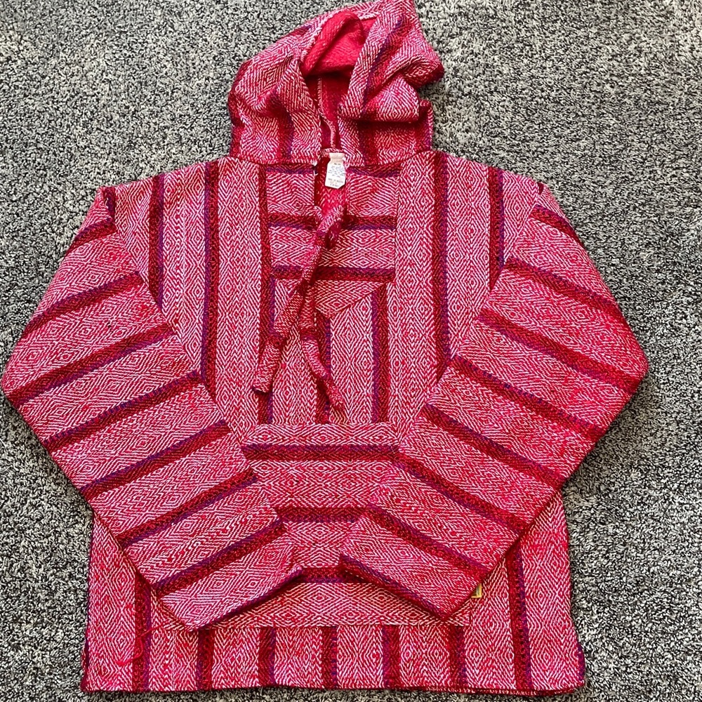 Unisex Vibrant Red Striped Artesian Hoodie